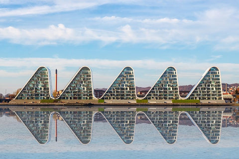 The Wave. Black Ornate Wood Framed Art Print with Double Matting by Londal, Leif