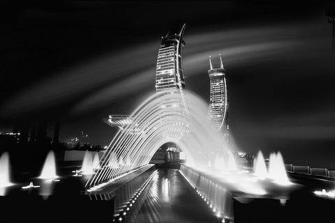 To U Tower Black Ornate Wood Framed Art Print with Double Matting by Alsharif, Yahia