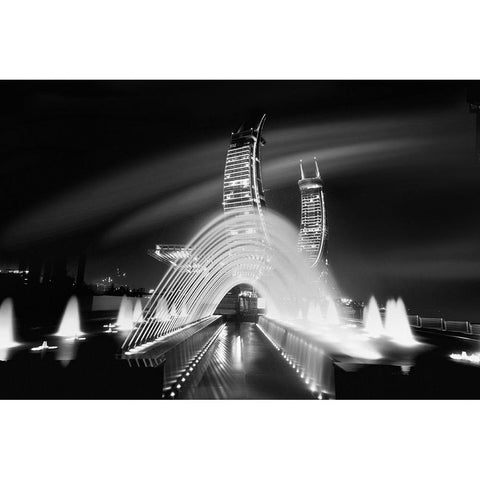 To U Tower Black Modern Wood Framed Art Print by Alsharif, Yahia