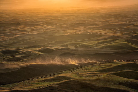 The Palouse In The Morning Black Ornate Wood Framed Art Print with Double Matting by Wang, Ti