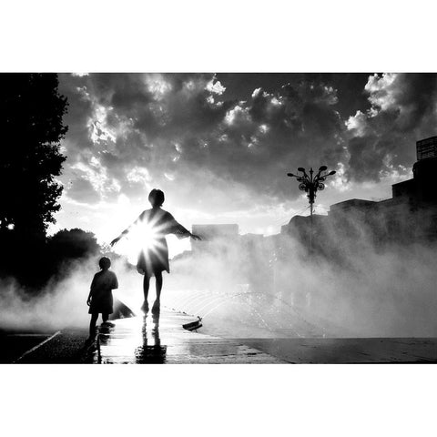 I Play With The Sun Black Modern Wood Framed Art Print with Double Matting by Dinca, Silvia