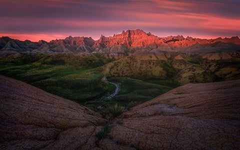 Charming Badlands White Modern Wood Framed Art Print with Double Matting by P., Ruiqing