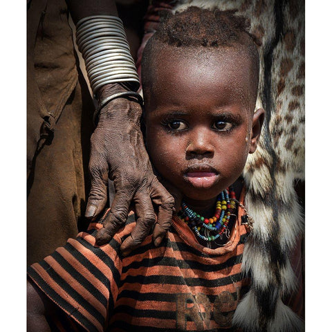 Child Of Dassenech Tribe White Modern Wood Framed Art Print by Perovich, Irene