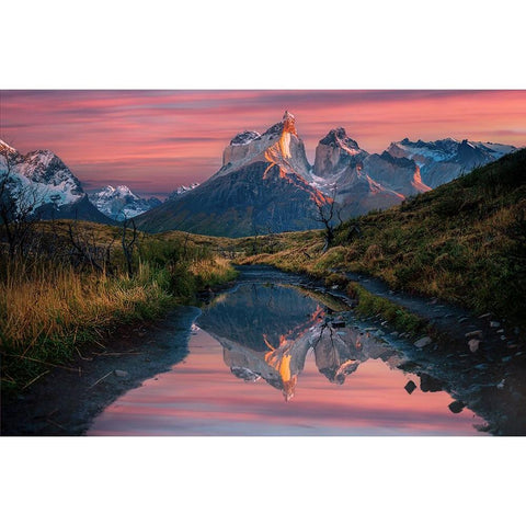 Cuernos Del Paine Sunrise Black Modern Wood Framed Art Print by Jin, Jie