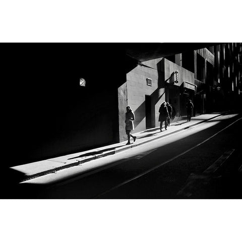 Shadow Of City Life Black Modern Wood Framed Art Print with Double Matting by Li Wp, Allan