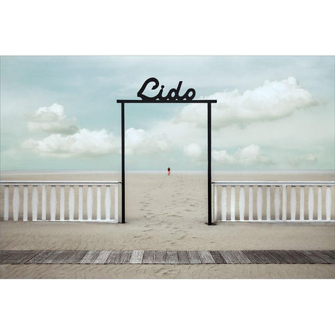 Lido Black Modern Wood Framed Art Print with Double Matting by Claes, Gilbert