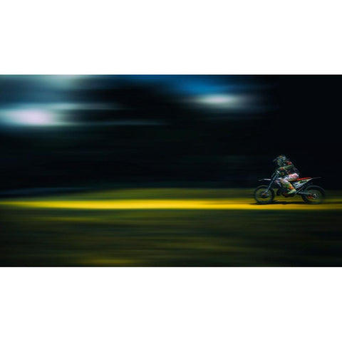 Motocross Black Modern Wood Framed Art Print with Double Matting by Ignac, Dusan