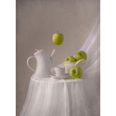 Magic Apples White Modern Wood Framed Art Print by Perfoncio, Margareth