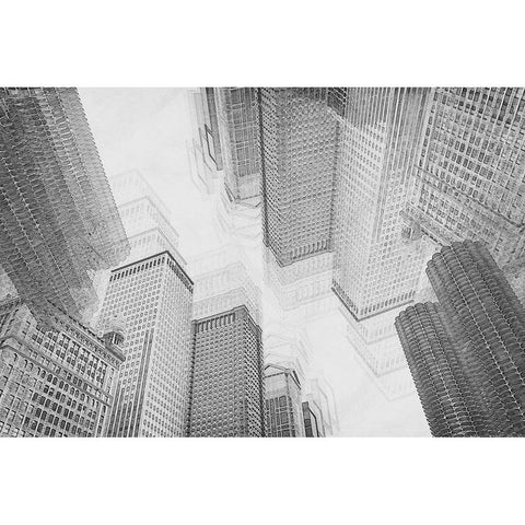 densification of the City White Modern Wood Framed Art Print by Schleicher-Schwarz, Roswitha