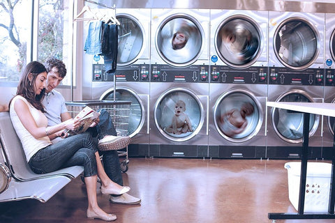 The Washing Room Black Ornate Wood Framed Art Print with Double Matting by Dan, Ciupureanu