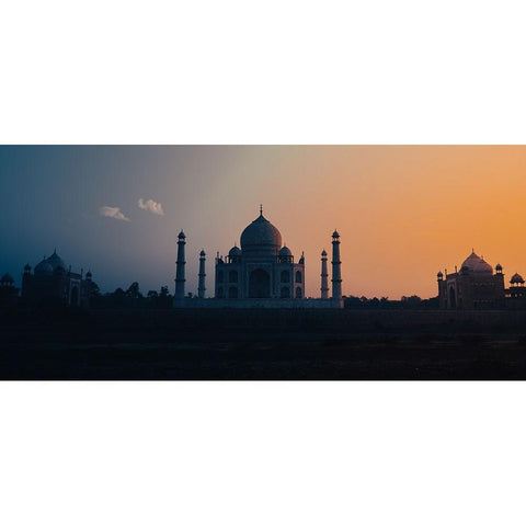 Sunset at Taj Gold Ornate Wood Framed Art Print with Double Matting by Sharma, Abhinav