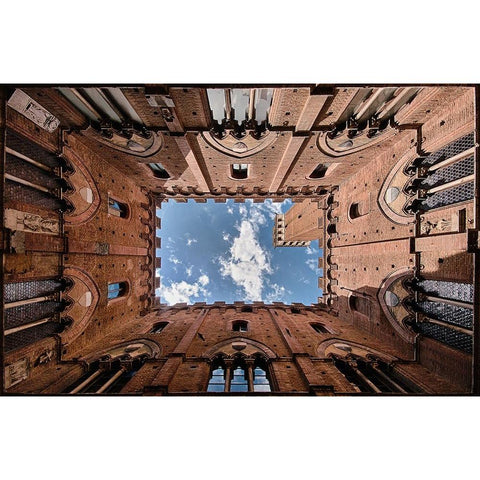 Looking up the Torre del Mangia Black Modern Wood Framed Art Print by Echteld, Michael