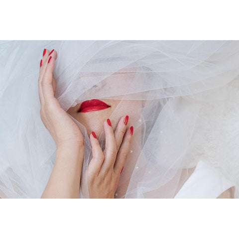 Scarlet in White White Modern Wood Framed Art Print by Zhao, Emma