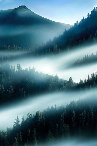 FLY OOVER THE MOUNTAIN White Modern Wood Framed Art Print with Double Matting by Allicot, Manu