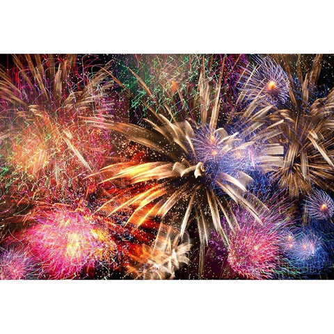 fireworks dance Black Modern Wood Framed Art Print by Taneda, Toshio