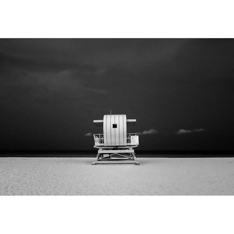 A different Miami Beach at Night Black Modern Wood Framed Art Print with Double Matting by Peralta, Adrian