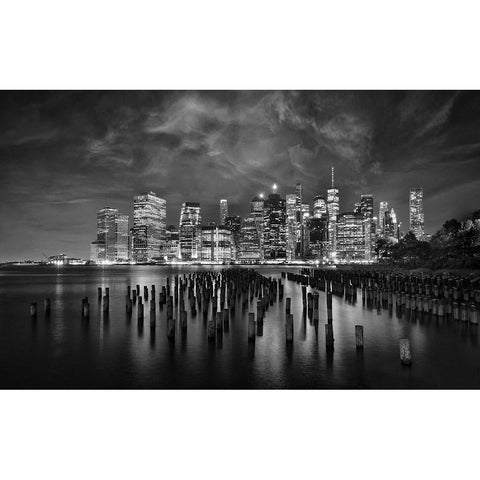 NYC Black Modern Wood Framed Art Print with Double Matting by W, Joanna