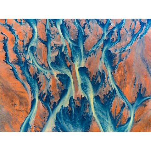 Glacial delta, Iceland White Modern Wood Framed Art Print by Kravanja, Jure