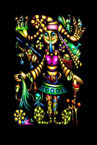 Miss alluring-strange conversation White Modern Wood Framed Art Print with Double Matting by Kulik, Rafal