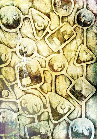 Wall of secrets Black Modern Wood Framed Art Print by Kulik, Rafal