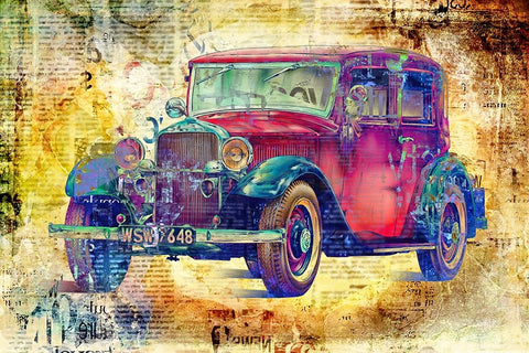 Vintage car 4 White Modern Wood Framed Art Print with Double Matting by Kulik, Rafal