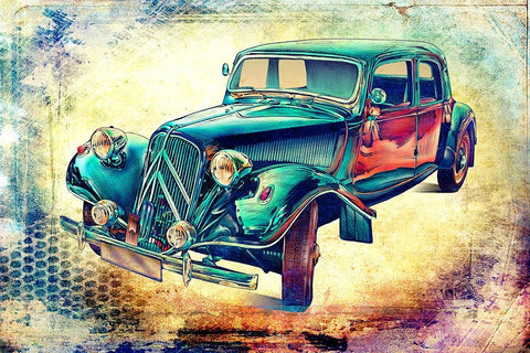 Vintage car 5 Black Modern Wood Framed Art Print by Kulik, Rafal