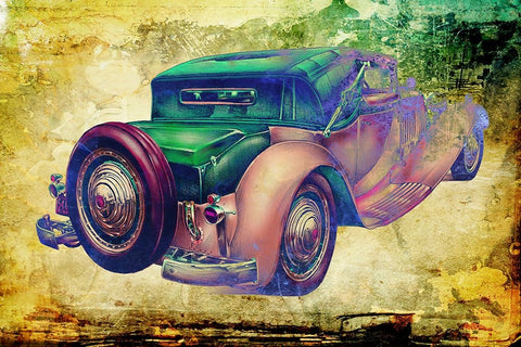 Vintage car 6 Black Modern Wood Framed Art Print by Kulik, Rafal