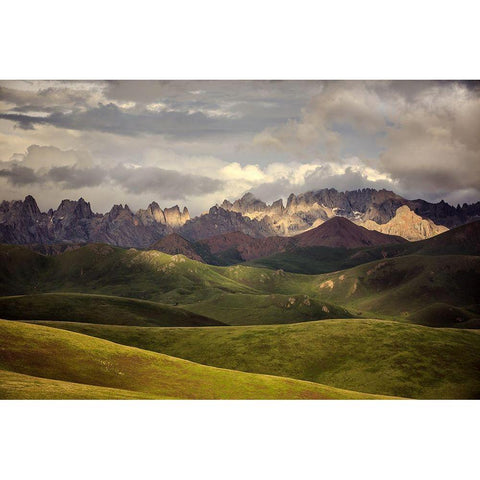 Tibetan Plateau Gold Ornate Wood Framed Art Print with Double Matting by Yu, James