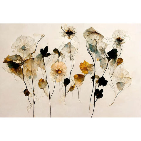 Beautiful Dry Flowers White Modern Wood Framed Art Print by Treechild