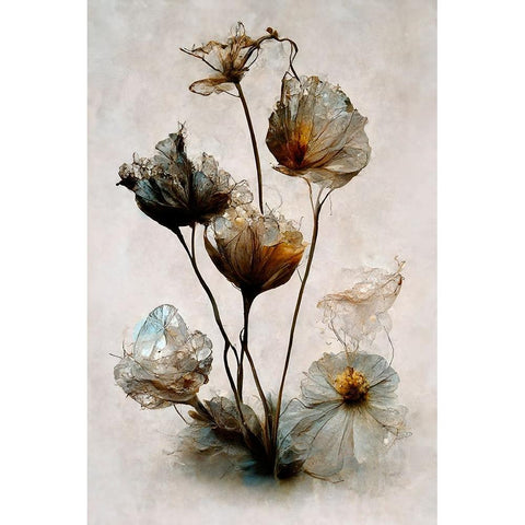 Crystal Flowers White Modern Wood Framed Art Print by Treechild