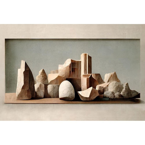 Carved Rocks White Modern Wood Framed Art Print by Treechild