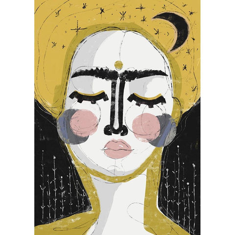 The Goddess Of The Night Black Modern Wood Framed Art Print with Double Matting by Treechild