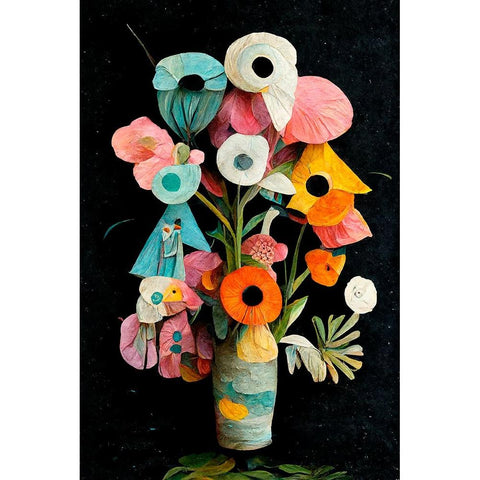 Les Fleurs Black Modern Wood Framed Art Print by Treechild