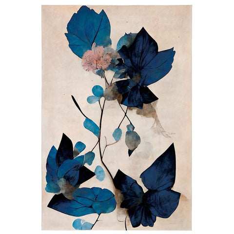 Blue Dry Flowers White Modern Wood Framed Art Print by Treechild