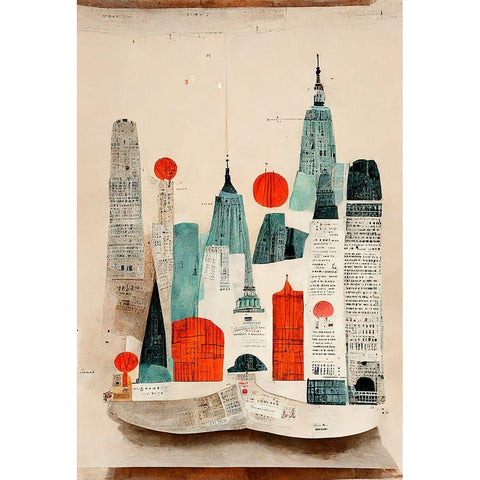 The Paper City White Modern Wood Framed Art Print by Treechild