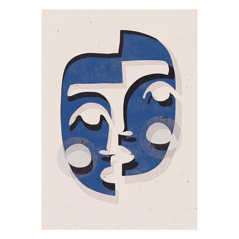 The Mask (Blue) White Modern Wood Framed Art Print by Treechild