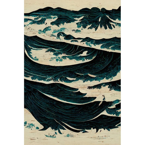 Wild Sea Black Modern Wood Framed Art Print with Double Matting by Treechild