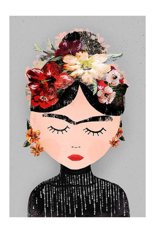 Frida (Special Edition) White Modern Wood Framed Art Print with Double Matting by Treechild