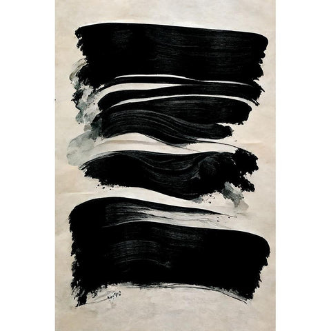 Black Strokes White Modern Wood Framed Art Print by Treechild