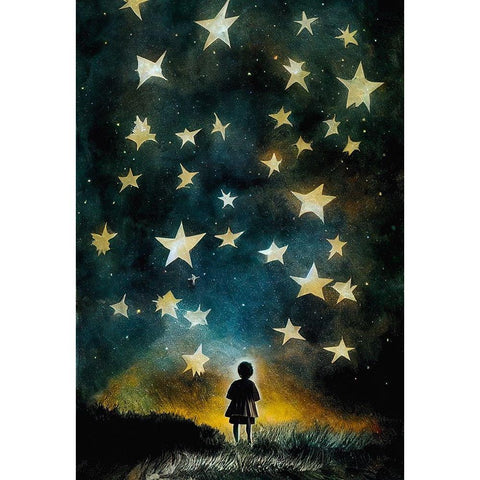 Look To The Stars Gold Ornate Wood Framed Art Print with Double Matting by Treechild