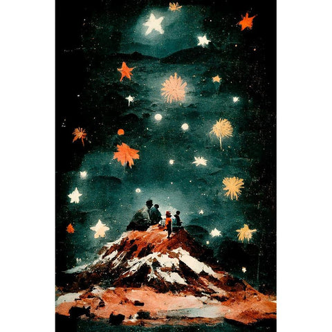 Night Of The Stars White Modern Wood Framed Art Print by Treechild