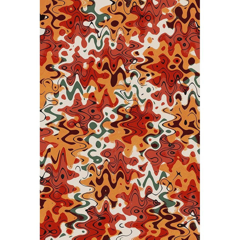 Liquid Red Orange Pattern Gold Ornate Wood Framed Art Print with Double Matting by Treechild