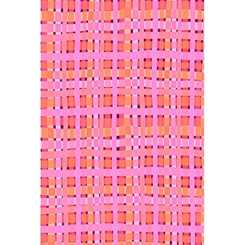 Pink Plaid Black Modern Wood Framed Art Print with Double Matting by Treechild