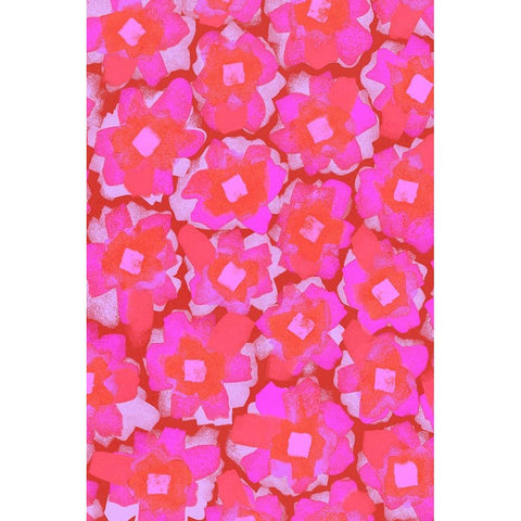 Cute Pink Blossom Pattern Gold Ornate Wood Framed Art Print with Double Matting by Treechild