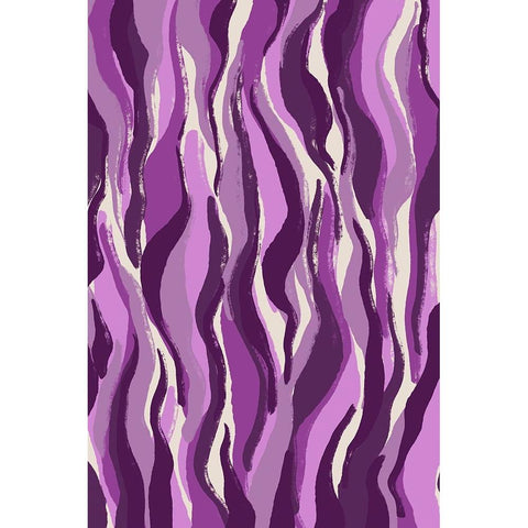 Purple Tiger Pattern Black Modern Wood Framed Art Print with Double Matting by Treechild