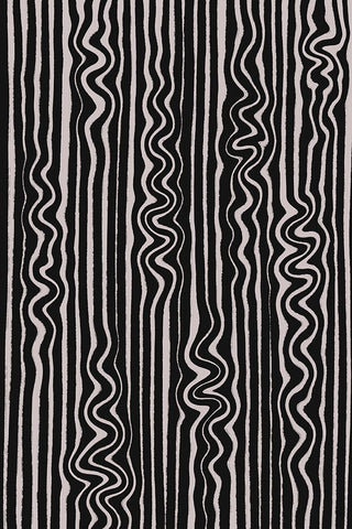 Waves in Stripes Pattern Black Ornate Wood Framed Art Print with Double Matting by Treechild