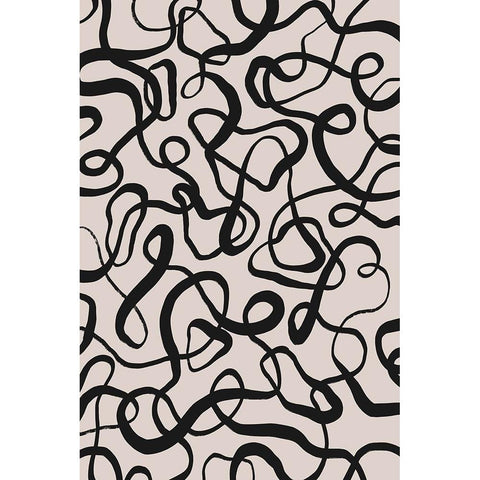 Simple Black Loops Pattern Black Modern Wood Framed Art Print with Double Matting by Treechild