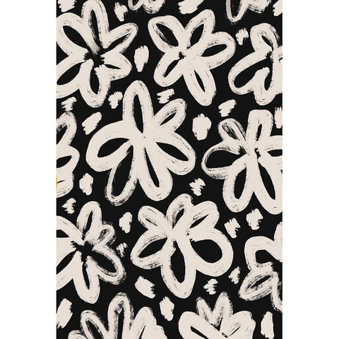 Giant Beige Flower Pattern Black Modern Wood Framed Art Print with Double Matting by Treechild