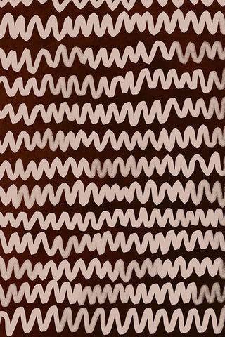 Beige ZigZag on Rusty Color Pattern Black Ornate Wood Framed Art Print with Double Matting by Treechild