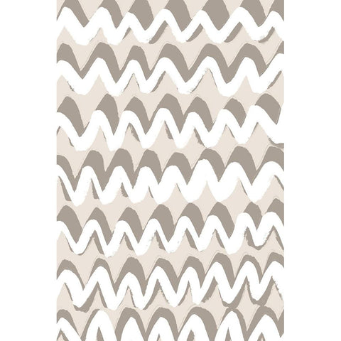 White and Beige ZigZag Pattern White Modern Wood Framed Art Print by Treechild